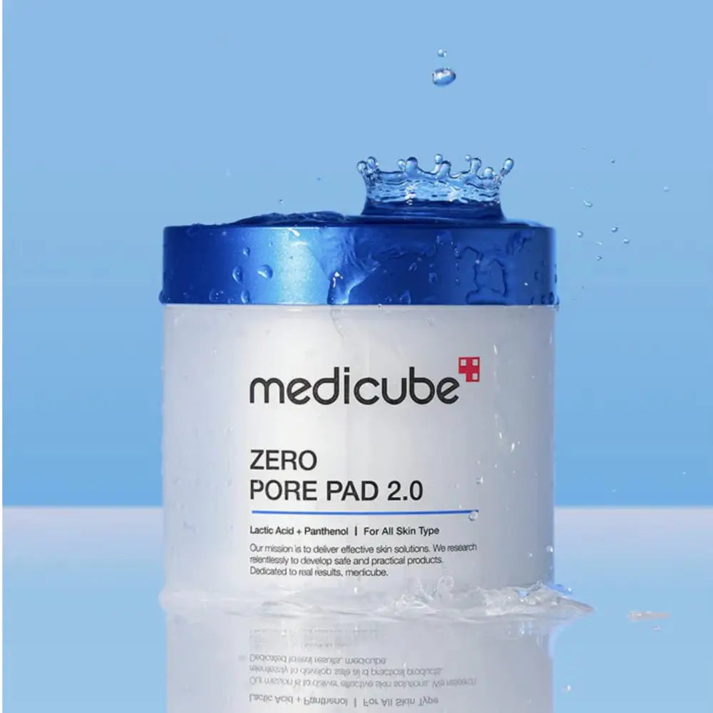 White cylindrical jar with blue lid medicube zero pore pad 2.0 with lactic acid panthenol for all skin types k-beauty south africa